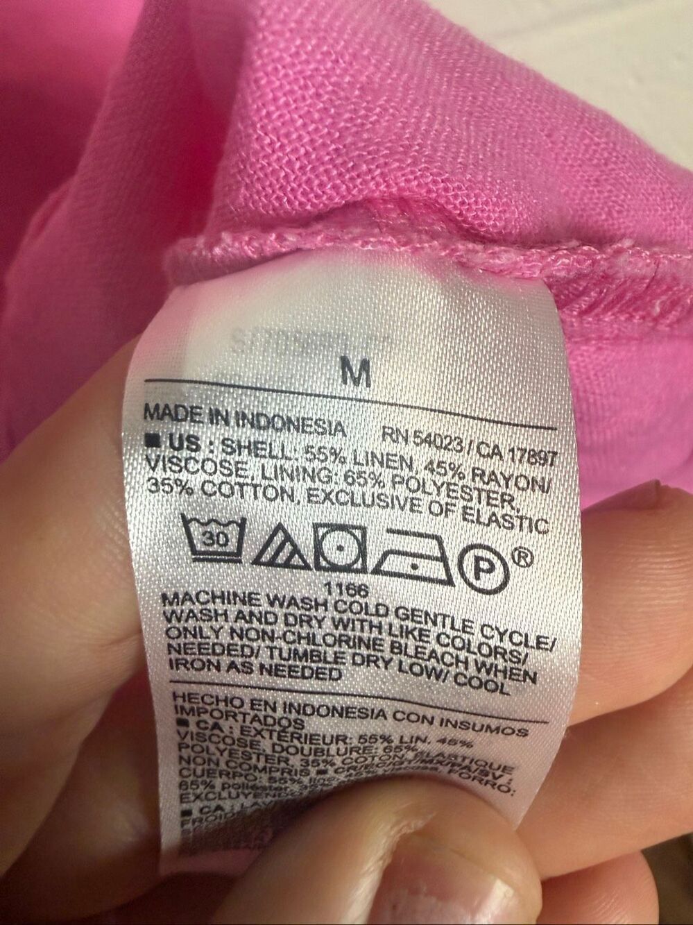 Old Navy NWT Women’s M Vivid Begonia Pink Linen Blend Puff Sleeve Button Front M - Picture 3 of 4